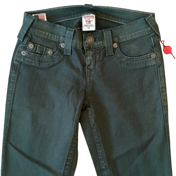 True Religion World Tour Casey Supper Skinny Dark Green Jeans Size 25 NWT $198 - Picture 5 of 10